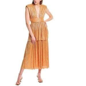 Sabina Musayev Ophelia Pleated Maxi Dress In Orange